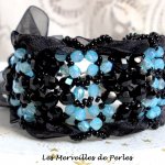 Prestige Armband mit schwarzen und blauen Facetten und Organzaband